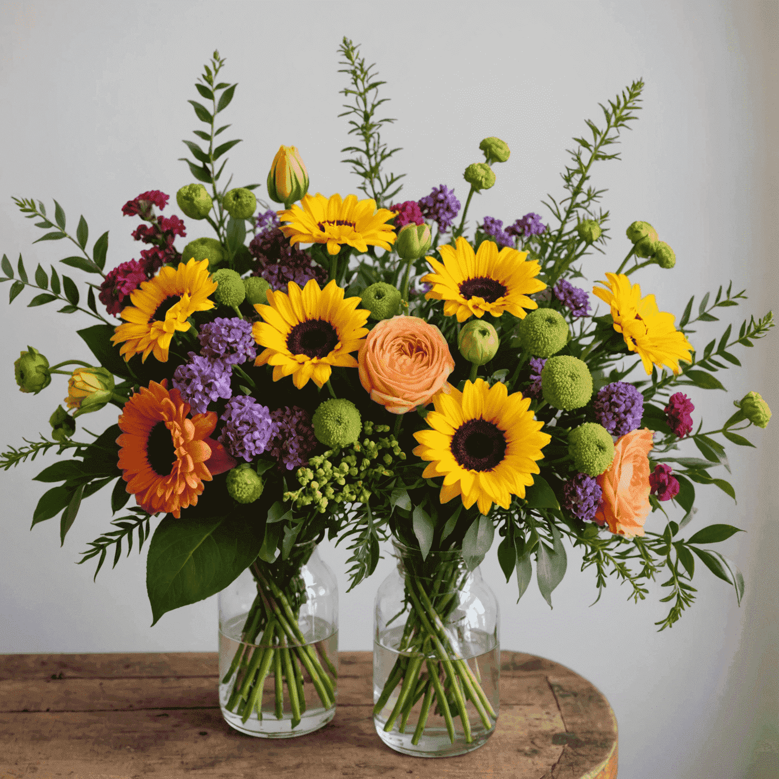 A side-by-side comparison of two identical bouquets, one fresh and vibrant, the other wilted, demonstrating the effectiveness of proper flower care