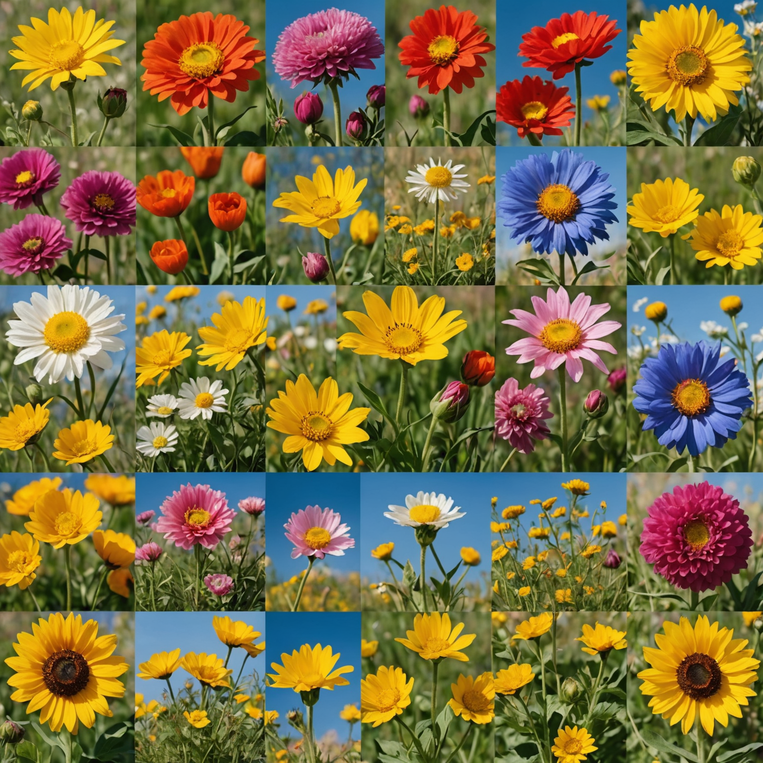 A collage of various seasonal flowers found in Kazakhstan throughout the year